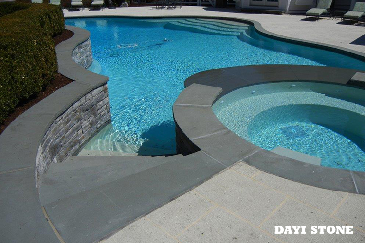 Swimming Pool Coping MG-Black Stone Basalt Top flamed front edge natural split